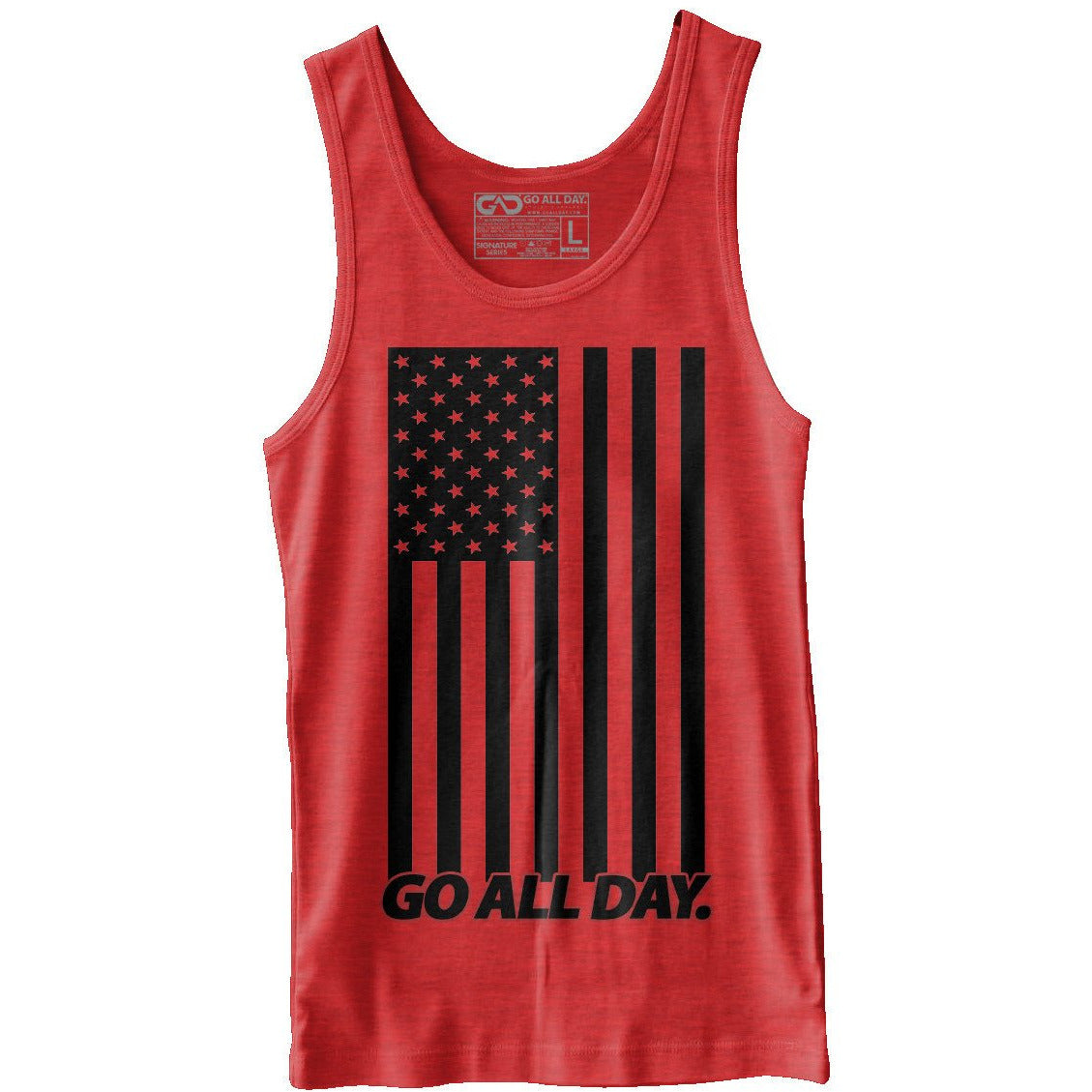 USA FLAG Unisex Tank (Heather Red) - GO ALL DAY® Athletic Apparel