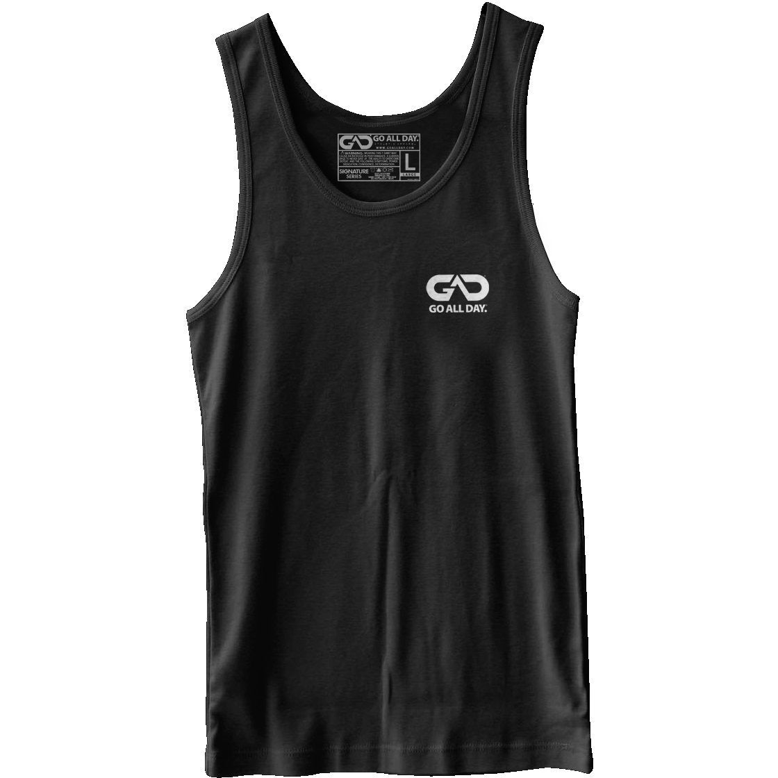 GO ALL DAY® Unisex Tank (Charcoal Black) Small Logo - GO ALL DAY
